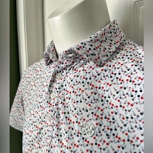 Mens G FORE Premium Golf Short Sleeve Polo Shirt All Over Print Large